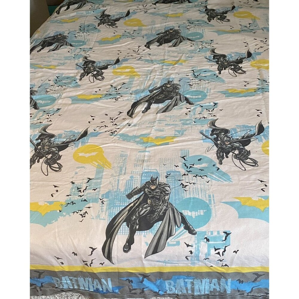 DC Comics Batman Twin Size Flat Sheet Blue Yellow Black